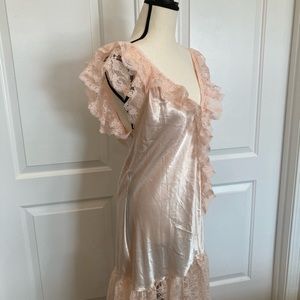 Vintage Long Intimates Lingerie Nightgown - Size Lg Lace like Trim